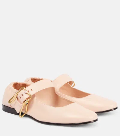 Bottega Veneta Astaire Leather Mary Jane Flats In Pale Pink