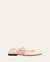 Bottega Veneta Astaire Leather Rabbit Mary Jane Ballerina Flats In New Cameo