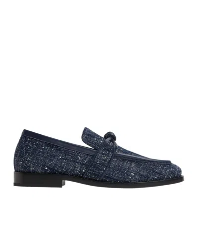 Bottega Veneta Astaire Denim Boucle Knot Loafers In Blue