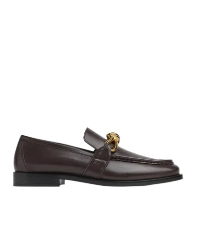 Bottega Veneta Astaire Metallic Knot Leather Loafers In Black