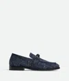 Bottega Veneta Loafers With Textured Finish And Leather Knot In Blue