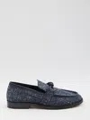 Bottega Veneta Loafers With Textured Finish And Leather Knot In Blue