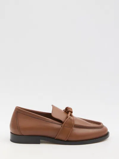 Bottega Veneta Leather Astaire Loafers Knot Detail In Brown
