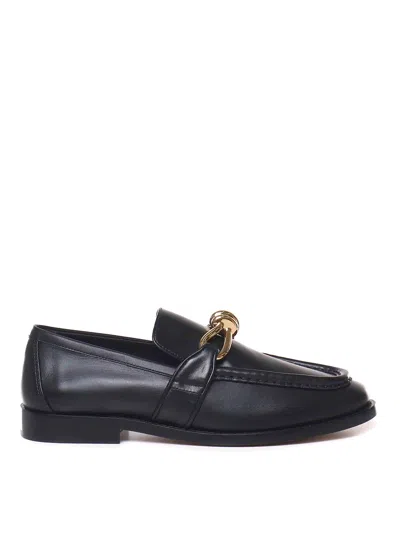 Bottega Veneta Astaire Metallic Knot Leather Loafers In Black