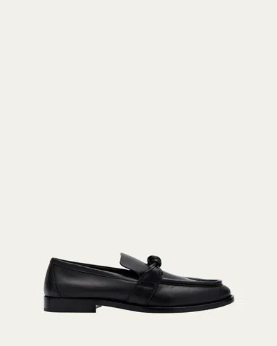 Bottega Veneta Astaire Metal Knot Leather Loafers In Black