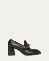 Bottega Veneta Leather Astaire Loafers With Statement Detail 7cm In Black
