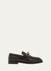 Bottega Veneta Astaire Leather Loafers Gold Detail In Fondant