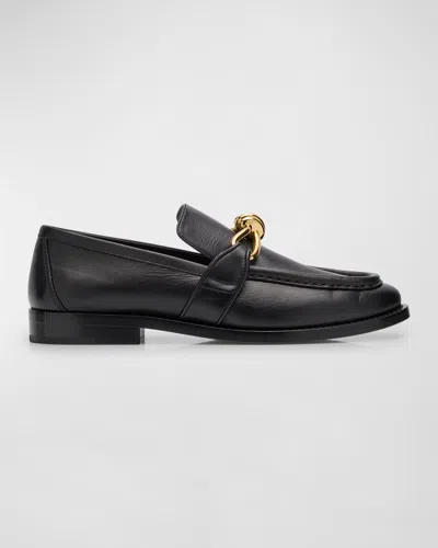 Bottega Veneta Astaire Metallic Knot Leather Loafers In Black