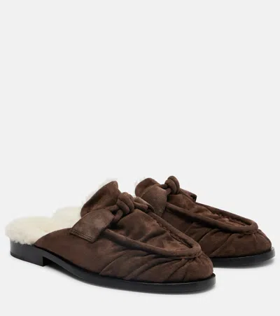 Bottega Veneta Astaire Shearling-trimmed Suede Loafer In Brown
