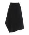 Bottega Veneta Asymmetric Cotton Midi Skirt In Black