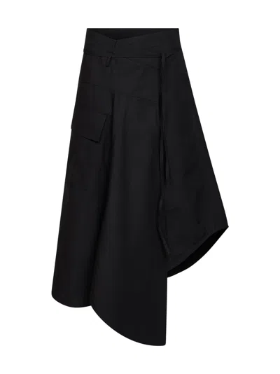Bottega Veneta Asymmetric Cotton Skirt In Black