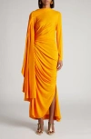 Bottega Veneta Draped Matte Viscose Jersey Cape Maxi Dress
