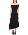 Bottega Veneta Asymmetrical Midi Dress In Black