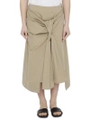 Bottega Veneta Pleated Cotton Long Skirt In Sabbia