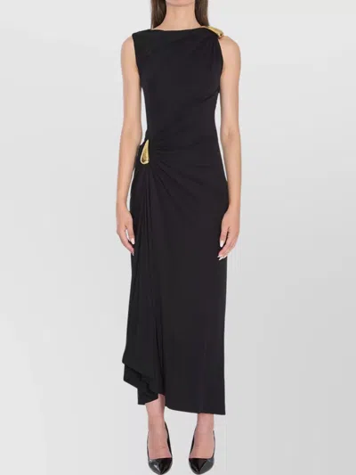 Bottega Veneta Asymmetric Hem Viscose Jersey Dress In Blue