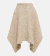 Bottega Veneta Asymmetric Knitted Midi Skirt In Beige