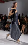 Bottega Veneta Asymmetric Lambskin Leather Midi Skirt In Gray