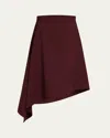 Bottega Veneta Womens Aubergine Sartorial Asymmetric Wool Midi Skirt In Redeggplnt