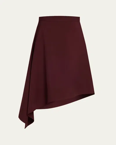 Bottega Veneta Womens Aubergine Sartorial Asymmetric Wool Midi Skirt In Purple
