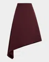 Bottega Veneta Womens Aubergine Sartorial Asymmetric Wool Midi Skirt In Redeggplnt
