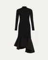 Bottega Veneta Matt Fluid Viscose Dress In Nero