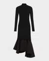Bottega Veneta Matt Fluid Viscose Dress In Nero