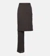 Bottega Veneta Asymmetric Striped Wool Skirt Pants In Grey