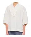 Bottega Veneta Wide Blouse With V-neck And Ruffle Details In White