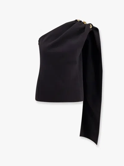 BOTTEGA VENETA ASYMMETRIC VISCOSE AND WOOL CRÊPE TOP