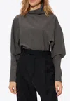 Bottega Veneta Womens Grey Melange High-neck Long-sleeve Stretch-wool Top In Gray