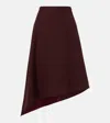 Bottega Veneta Womens Aubergine Sartorial Asymmetric Wool Midi Skirt In Brown