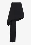 Bottega Veneta Asymmetrical Wool Skirt With Tailored Drape In Black