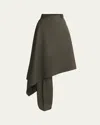 Bottega Veneta Wool Chevron Asymmetric Pantaskirt In Moss