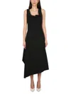 Bottega Veneta Women Asymmetrical Midi Dress In Black
