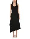 Bottega Veneta Women Asymmetrical Midi Dress In Black