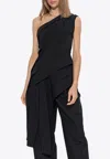 Bottega Veneta Draped Asymmetric Crepe One-shoulder Top In Black