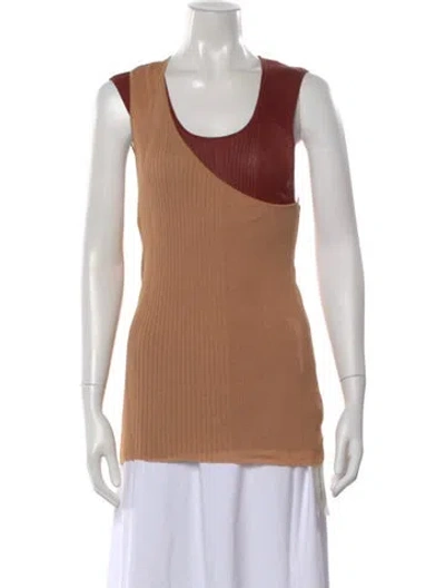 Pre-owned Bottega Veneta Asymmetrical Sleeveless Top In Brown