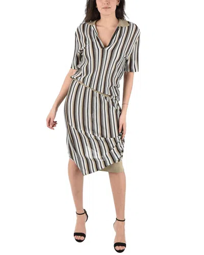 Bottega Veneta Asymmetrical Striped Jaquard Dress In Brown