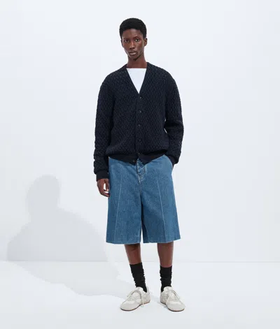 Bottega Veneta Denim Knee Length Shorts Belt Loops Pockets In Blue