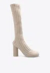 Bottega Veneta Atomic Knitted Knee-high Sock Boots In Dune Melange