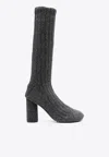 Bottega Veneta Atomic 90 Ribbed Knit Knee-high Boots In Grey