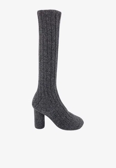 Bottega Veneta Atomic 90 Stretch Knit Knee-high Boots In Gray