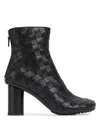 Bottega Veneta Dark Brown Leather Atomic Ankle Boots In Black