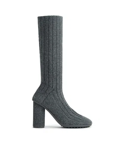Bottega Veneta Atomic Wool Sock Boot In Grey Melange