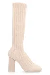 Bottega Veneta Atomic Knitted Knee-high Sock Boots In Panna