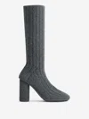 Bottega Veneta Melange Grey Fabric Atomic Ankle Boots In Sock Effect