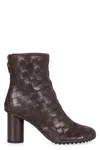 Bottega Veneta Atomic 75 Intrecciato Leather Ankle Boots In Brown