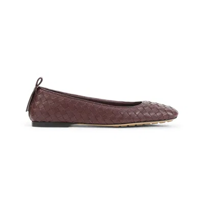 Bottega Veneta Aubergine Leather Charlotte Ballerinas In Transparent