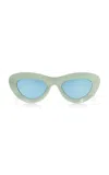 Bottega Veneta Avant Garde Cat-eye Acetate Sunglasses In Green
