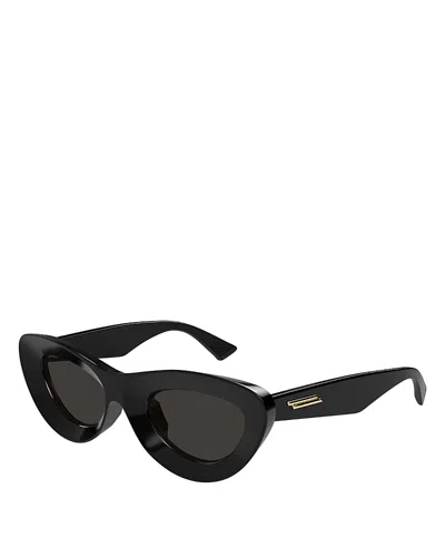 Bottega Veneta Ribbon Plastic Cat-eye Sunglasses In Black Black Grey